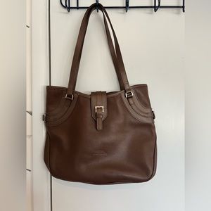 LONGCHAMP LEATHER Chocolate Brown Saddle Bag